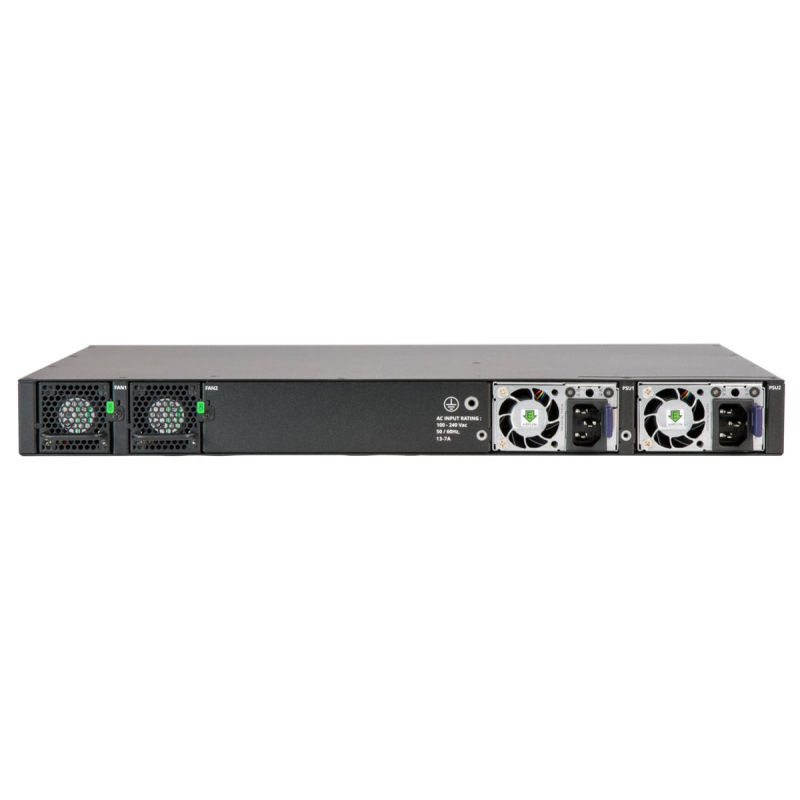 CommScope RUCKUS ICX8200-48PF2-E Switch, 48x10/100/1000 Mbps PoE+ ports, 4x25 GbE SFP28 stacking/uplink-ports, 740 W PoE budget 