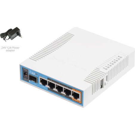 MikroTik AC Access Point RB962UiGS-5HacT2HnT, hap AC, 2.4/5 GHz, 5x Gigabit, 1x SFP, USB MikroTik - Artmar Electronic & Security