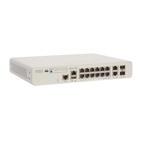 CommScope RUCKUS Networks ICX7150 Compact Switch 12 Port PoE+ 124 Watt, 2x 1G RJ45 uplink-ports, 2x 1G SFP Ruckus Networks - Art