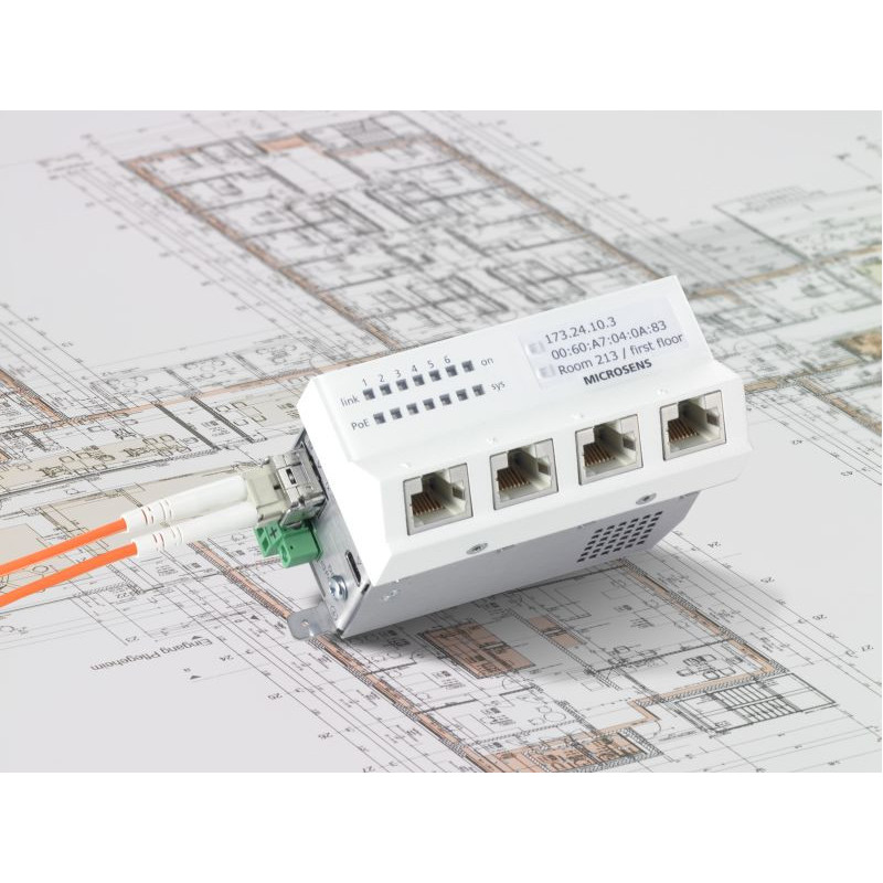 Microsens Gigabit Ethernet ruggedized Micro-Switch, 4x10/100/1000T with 2x SFP-Uplink, MS440207PMXH-48G6 MICROSENS - Artmar Elec