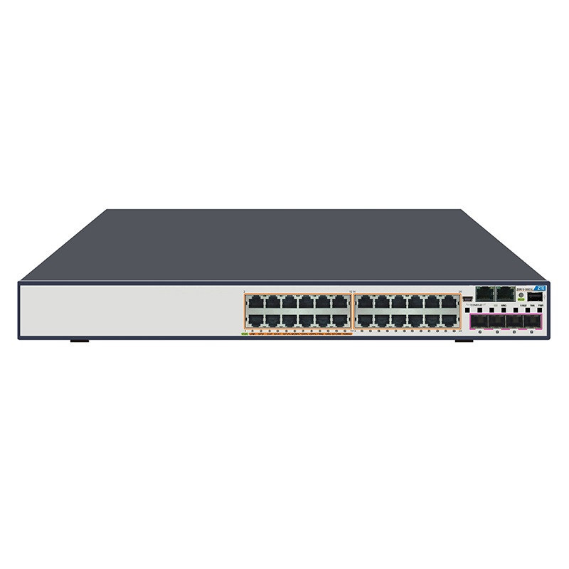 ZTE Switch Stackable Layer 3 PoE 24x Gigabit RJ45 + 4x Combo 1GB SFP/10GB SFP+ slot und 2x Netzteil 720 Watt ZTE - Artmar Electr