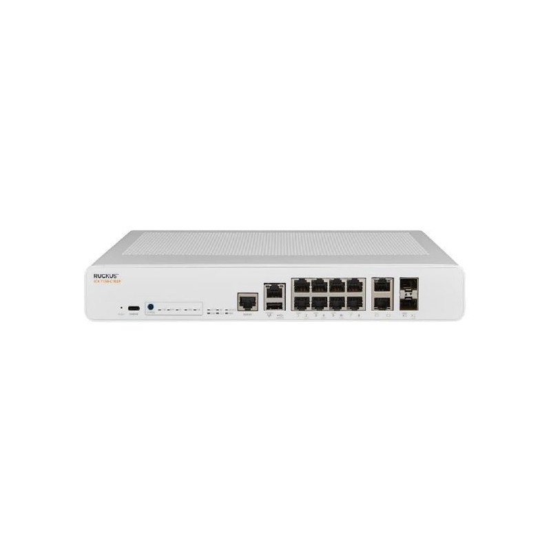 CommScope RUCKUS Networks ICX 7150 Compact Switch, 2x 100/1000/2.5/5/10G PoH ports, 2x 100/1000/2.5G PoH ports, 6x 100/1000/2.5G