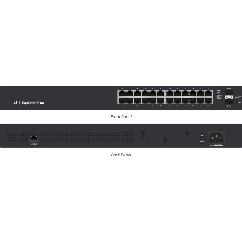 Ubiquiti EdgeSwitch 24 / Lite / 24 Gigabit RJ45 Ports / 2 SFP Ports / 1 Serial Port / ES-24-Lite Ubiquiti - Artmar Electronic &