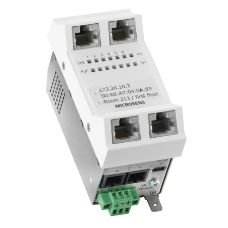 Microsens Installationswitch GBE 6 Port, vert.. Einbau, 5xRJ45, 1xSC duplex, PoE+, MS440212PM-48G6+ MICROSENS - Artmar Electroni