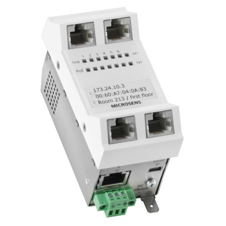 Microsens Installationswitch GBE 6 Port, vertikaler Einbau 6xRJ5, PoE, MS450187PM-48G6+ MICROSENS - Artmar Electronic & Security