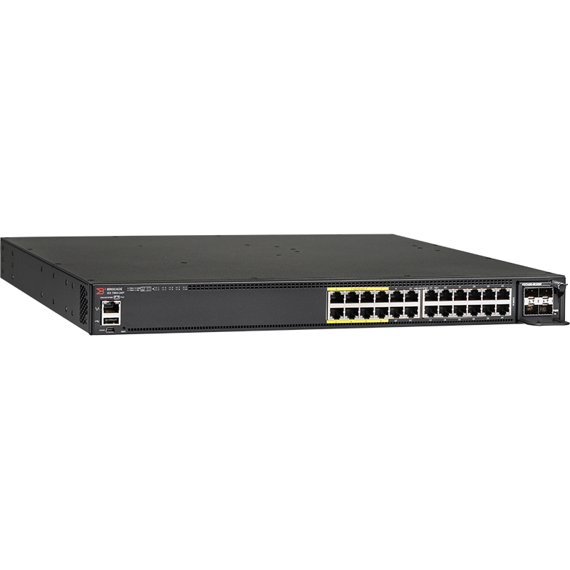 CommScope RUCKUS Networks ICX 7450 Switch 24-port 1 GbE switch PoE+ bundle includes 4x10G SFP+ uplinks, 2x40G QSFP+ Ruckus Netwo