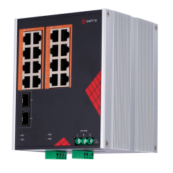 Safire Switch Industrieller AC-Stromversorgung 90~264V - 16 Gigabit-Anschlüsse + 2 Gigabit SFP - 12 PoE+-Ports 30W + 4 Hi-PoE-Po