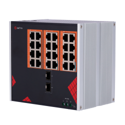 Safire Switch Industrieller AC-Stromversorgung 90~264V - 24 Gigabit-Anschlüsse + 2 Gigabit SFP - 18 PoE+-Ports 30W + 6 Hi-PoE-Po