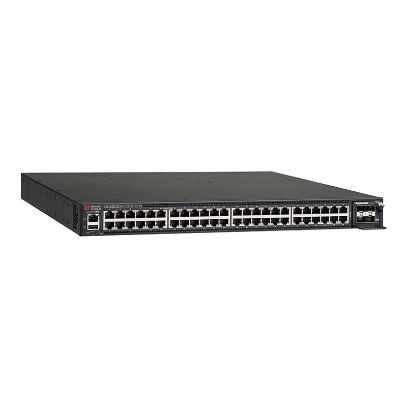 CommScope RUCKUS Networks ICX 7450 Switch 48-port 1 GbE SFP fiber switch bundle includes 4x10G SFP+ uplinks, 2x40G QSFP+ Ruckus