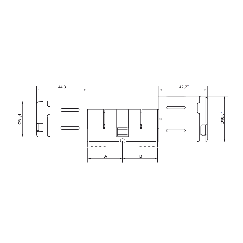 U&Z Private CX2182 double knob cylinder / outside read only / 35/60 Indoor - 144886 - 2