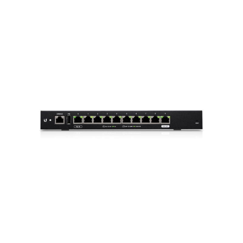 Ubiquiti EdgeSwitch 10 / 8 Gigabit RJ45 Ports / 2 SFP Ports / 1 POE Passthrough / ES-10X Ubiquiti - Artmar Electronic & Security