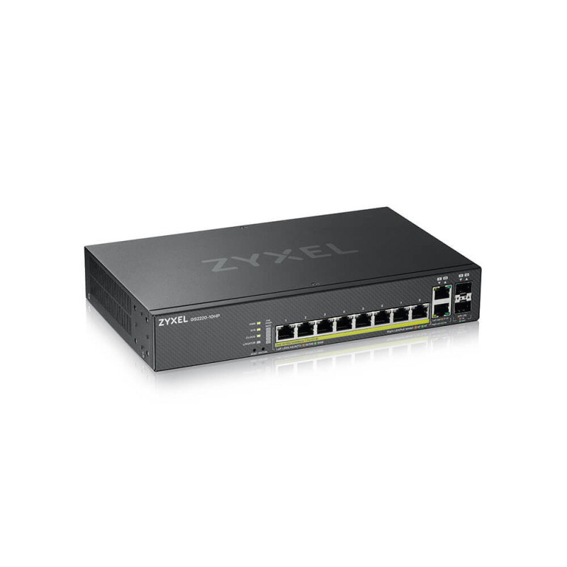 Zyxel Switch full managed Layer2 10 Port &bull 8x 1 GbE &bull PoE Budget 180 Watt &bull 8x PoE at &bull 2x 1 Gb Combo &bull 19 &