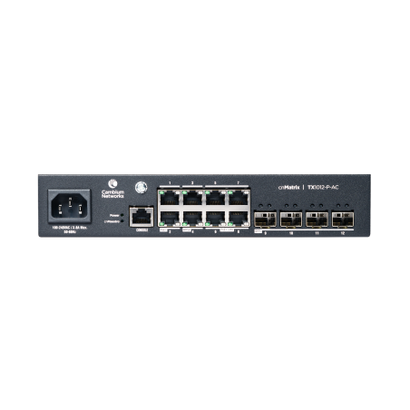 Cambium Networks cnMatrix TX 1012-P-AC - 200W POE Switch 8 x 1gbps & 4 SFP+ Cambium Networks - Artmar Electronic & Security AG