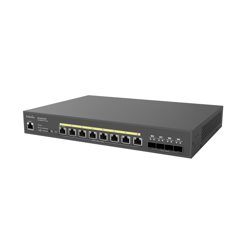 EnGenius Cloud Managed Switch 8-port 2.5GbE PoE 240W, 4x SFP , L2 , ECS2512FP EnGenius - Artmar Electronic & Security AG 