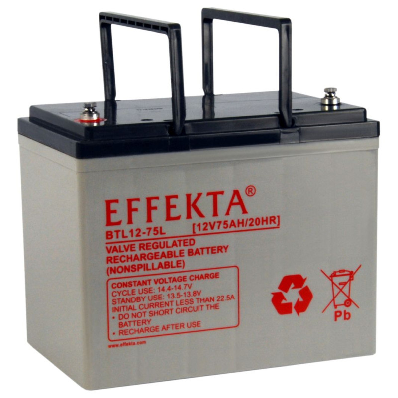 Effekta zbh. Akku 12V/ 75Ah,10-Jahresbatterien, M6 Schraubanschluss, Kontaktfläche Ø 16 mm 217243 Effekta 1 - Artmar Electronic 