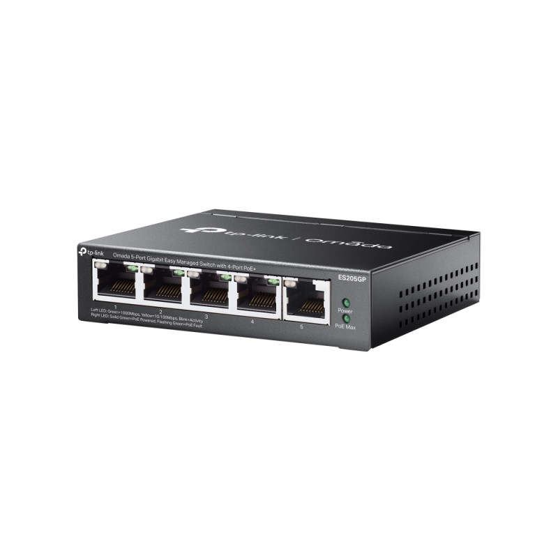 TP-Link Switch full managed Layer2 5 Port &bull 5x 1 GbE &bull PoE Budget 65 Watt &bull 4x PoE at &bull Lüfterlos, Omada &bull E