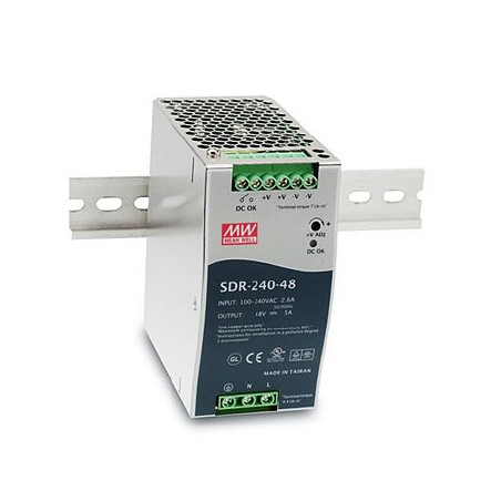 Mean Well power supply - 48V 240W DIN rail Meanwell - Artmar Electronic & Security AG