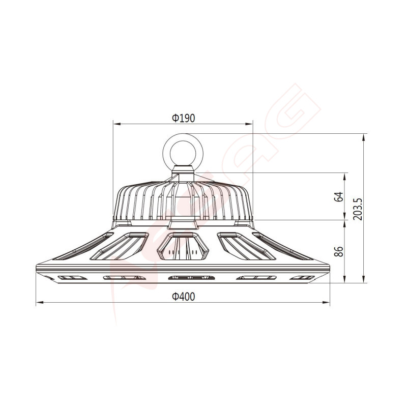 Synergy 21 LED spot pendant light UFO 200W for industry/warehouses cw 90° Synergy 21 LED - Artmar Electronic & Security AG