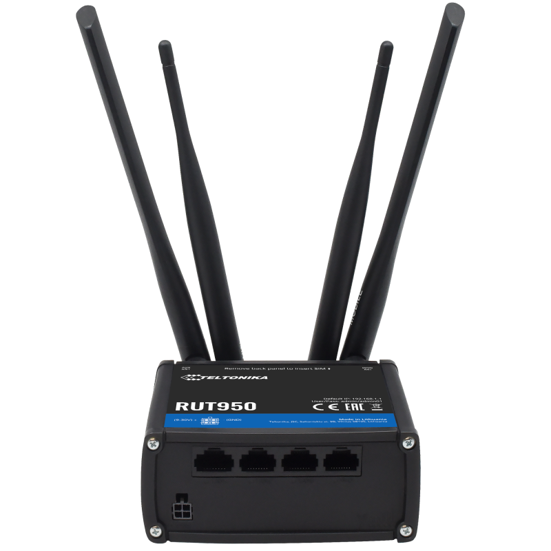 Teltonika Router 4G Industrial - 4 Ethernet ports RJ45 Fast Ethernet - Dual SIM 4G (LTE) Category 4 up to 150Mbps - 2x E