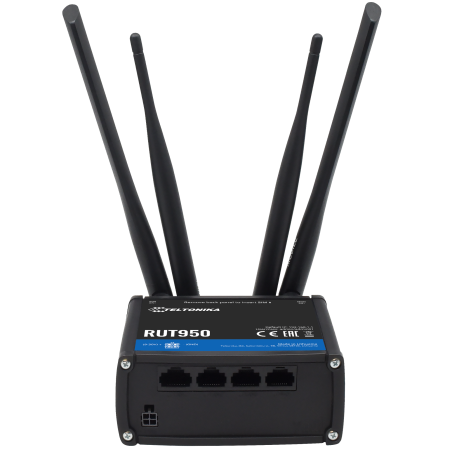 Teltonika Router 4G Industrial - 4 Ethernet ports RJ45 Fast Ethernet - Dual SIM 4G (LTE) Category 4 up to 150Mbps - 2x E