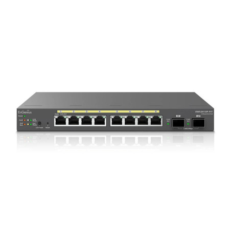 EnGenius Switch full managed Layer 2+ 10 Port &bull 8x 1 GbE &bull PoE Budget 110W &bull 8x PoE at &bull 2x SFP &bull Desktop-Sw