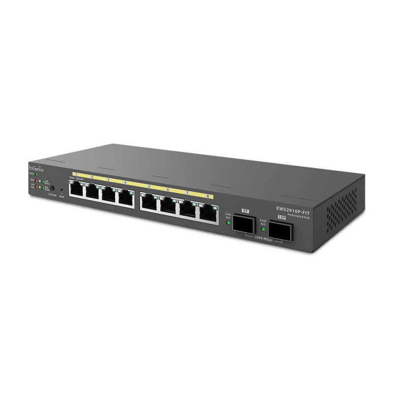 EnGenius Switch full managed Layer 2+ 10 Port &bull 8x 1 GbE &bull PoE Budget 110W &bull 8x PoE at &bull 2x SFP &bull Desktop-Sw