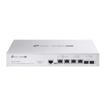 Omada PRO full managed Layer 2+ Switch &bull 6 Port &bull 4x 10GbE, 2x SFP+ &bull PoE Budget 200W &bull 4x PoE af/at/bt &bull Om