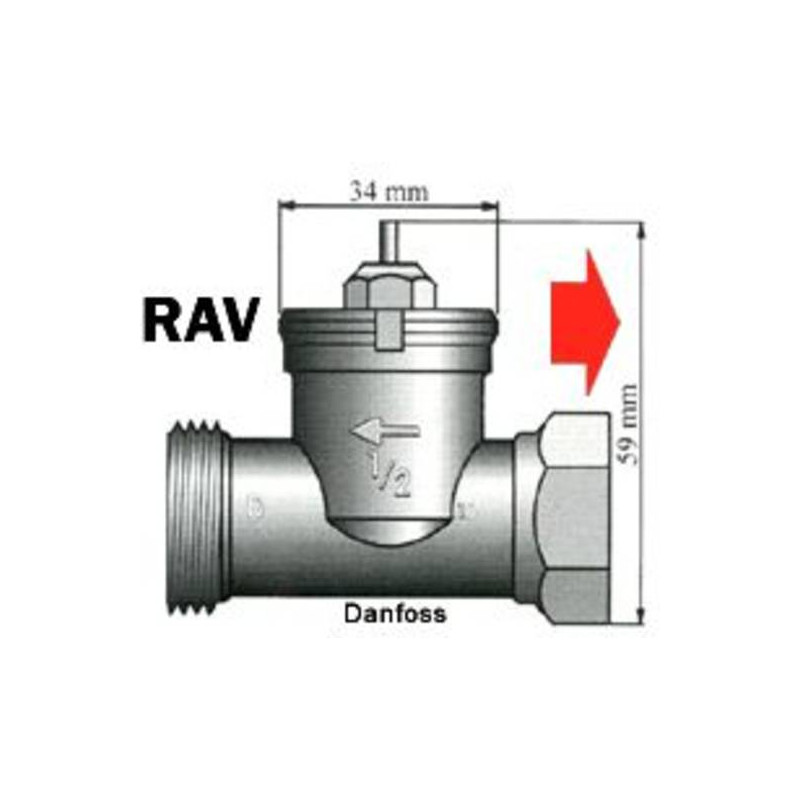 Radiator adapter for Danfoss RAV valves