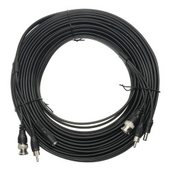 Combined cable RG59 + Audio + DC - Mini RG59 with BNC connector - Audio cable via RCA - Power cable via JACK - Length 20 m - Ge