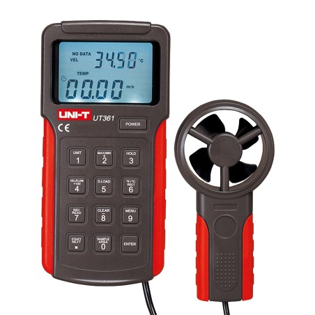 Split anemometer - High precision wind speed sensor - Temperature sensor - Automatic shutdown | Memory - Maximum and - UT361 