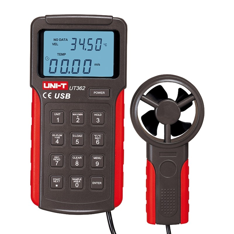 Split anemometer - High precision wind speed sensor - Temperature sensor - Automatic shutdown | Memory - PC connection - UT36