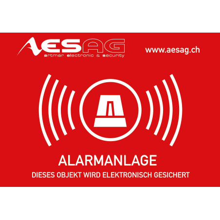 Warning sticker "Alarm system" 74x52mm with logo AESAG