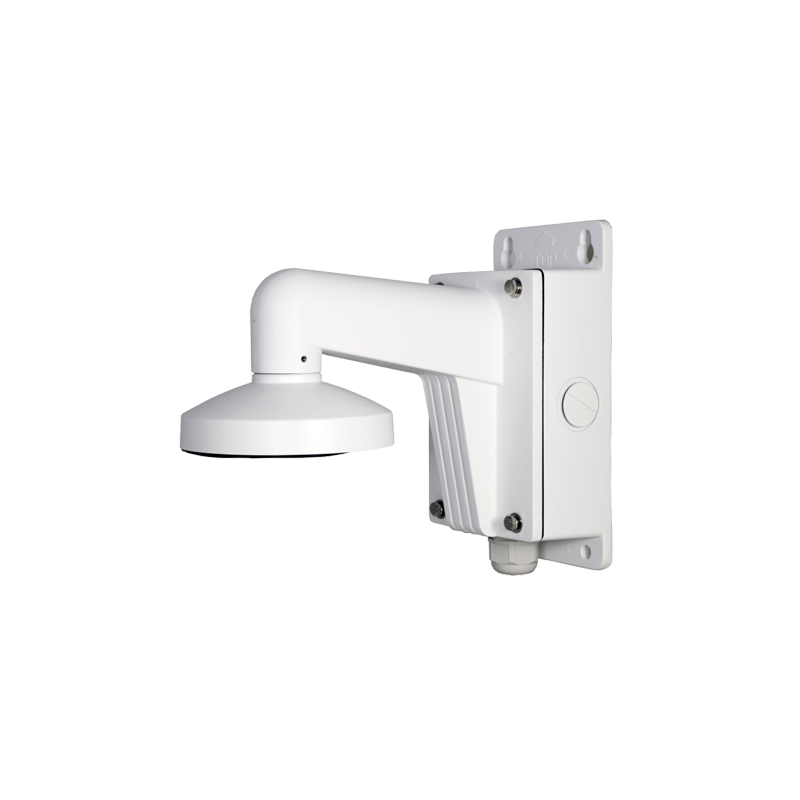 Wall mount bracket - Junction box - Suitable for outdoor use - White color - Compatible with Hiwatch Hikvision - Cable pin DS-12