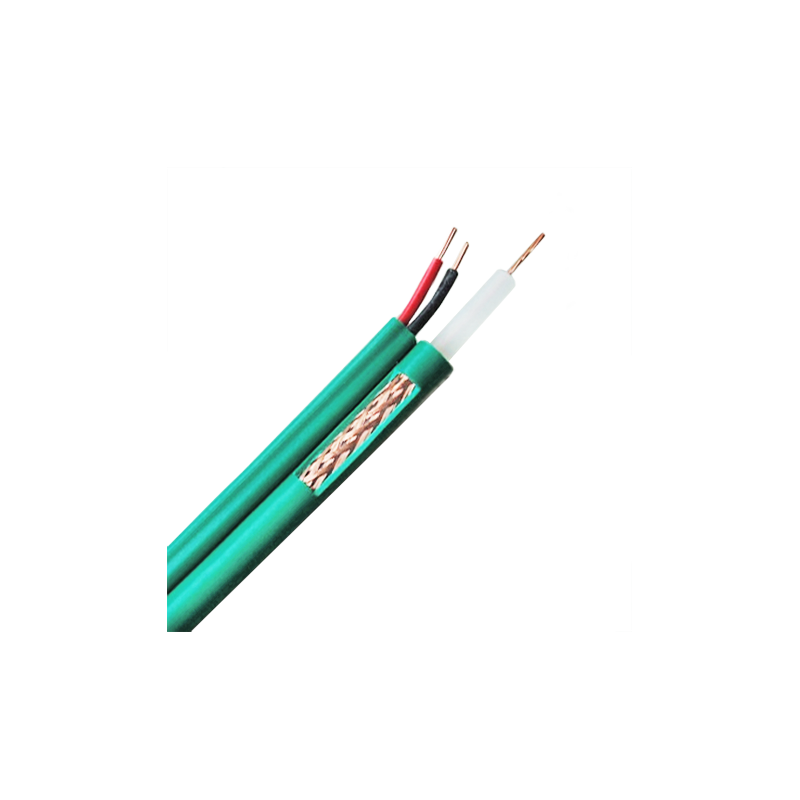 Coaxial cable KX6 - Video and power supply - 300 meter roll - Green color - Parallel separated cables - Low losses K