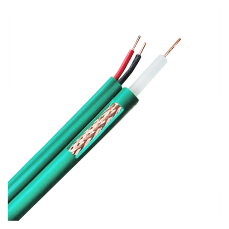 Coaxial cable KX6 - Video and power supply - 300 meter roll - Green color - Parallel separated cables - Low losses K