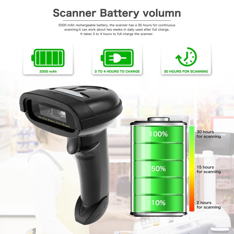 ALLNET Barcodescanner ALL-SC1228B, 2D wireless / kabellos , inkl. wireless 2.4G Dongle - 207256 - 2