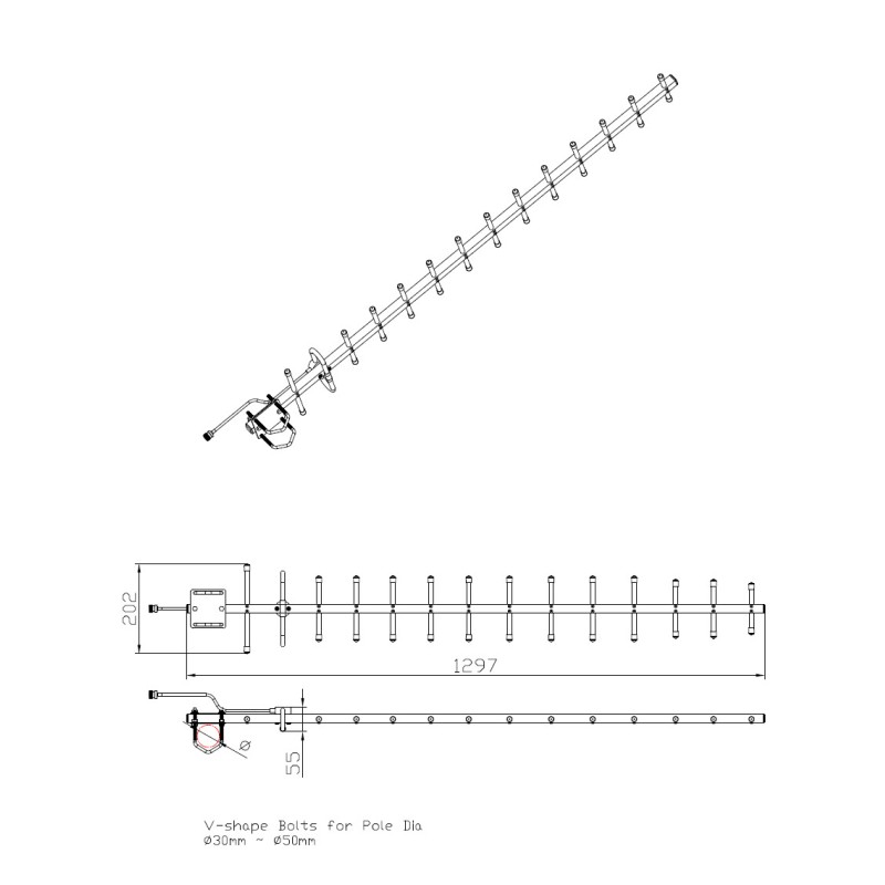 ALLNET Antenne 868MHz 14dbi Antenne (N-Female) YAGI ANT-868-14dbi-Yagi LoRA HELIUM IoT - 208821 - 4