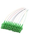 LWL-Pigtail-E2000(APC 8Grad), 9/125u, 2mtr.Monomode, 12-Pack Colored, - 127344 - 1