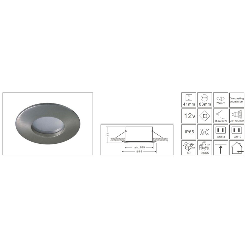 Synergy 21 LED Retrofit GU10 / GX5, 3 ceiling installation kit IP65 white - 124217 - 2