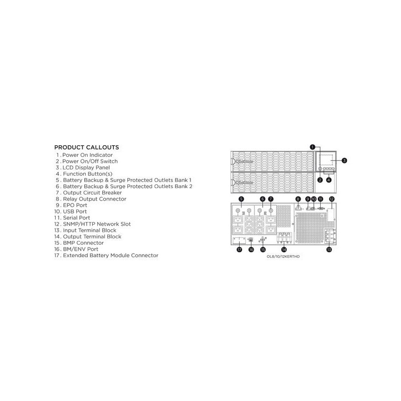 CyberPower USV, OL Tower/19"-Serie, 10000VA/10000W, 4HE, On-Line, LCD, USB/RS232, ext. Runtime, Inkl. RMCARD205, - 214177 - 4