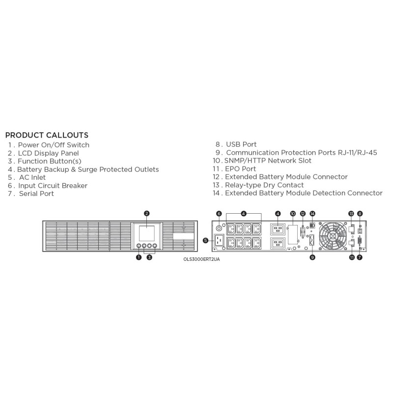 CyberPower USV, OLS Tower/19"-Serie, 3000VA/2700W, 2HE, On-Line, LCD, USB/RS232, - 231945 - 4
