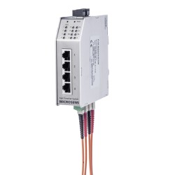 Microsens Industrie 6 Port Fast Ethernet Switch mit Ring-Funktion, 2 x ST duplex (Multimode), 4 x RJ45, MS650501M - 167903 - 1