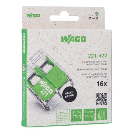 Wago Serie 221 - 2*4mm (16 Stück Retail) Green Range - 239960 - 1