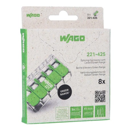 Wago Serie 221 - 5*4mm (8 Stück Retail) Green Range - 239962 - 1