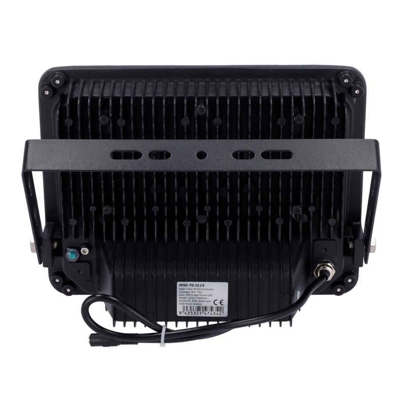 Infrared Spotlight - 60M, 850nm, 120° Angle, IP66 - Black