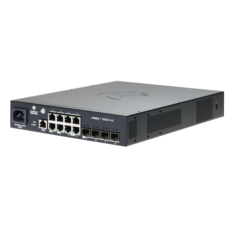 Cambium Networks cnMatrix TX 1012-P-AC - 200W POE Switch 8 x 1gbps & 4 SFP+ Cambium Networks - Artmar Electronic & Security AG