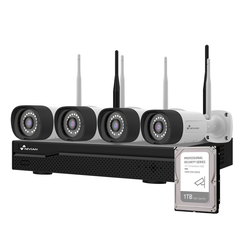 NIVIAN - Video surveillance complete set, 16 channel, 4 cameras, 1TB HDD