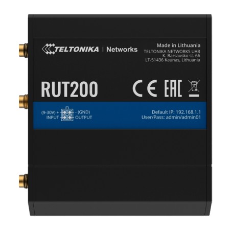 Teltonika Router 4G Industrial - 2 Ethernet ports RJ45 Fast Ethernet - 4G (LTE) Category 4 up to 150Mbps - 1x Digital - TK-RUT20