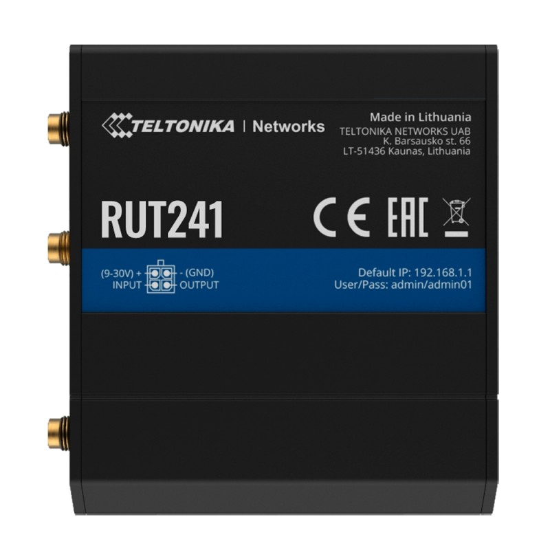 Teltonika Router 4G Industriell - 2 Ethernet-Anschlüsse RJ45 Fast Ethernet - 4G (LTE) Kategorie 4 bis zu 150Mbps - 1x Digitaler 