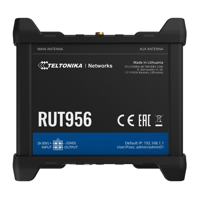 Teltonika Router 4G Industrial - 4 Ethernet ports RJ45 Fast Ethernet - Dual SIM 4G (LTE) Category 4 up to 150Mbps - 3x E - TK-RU